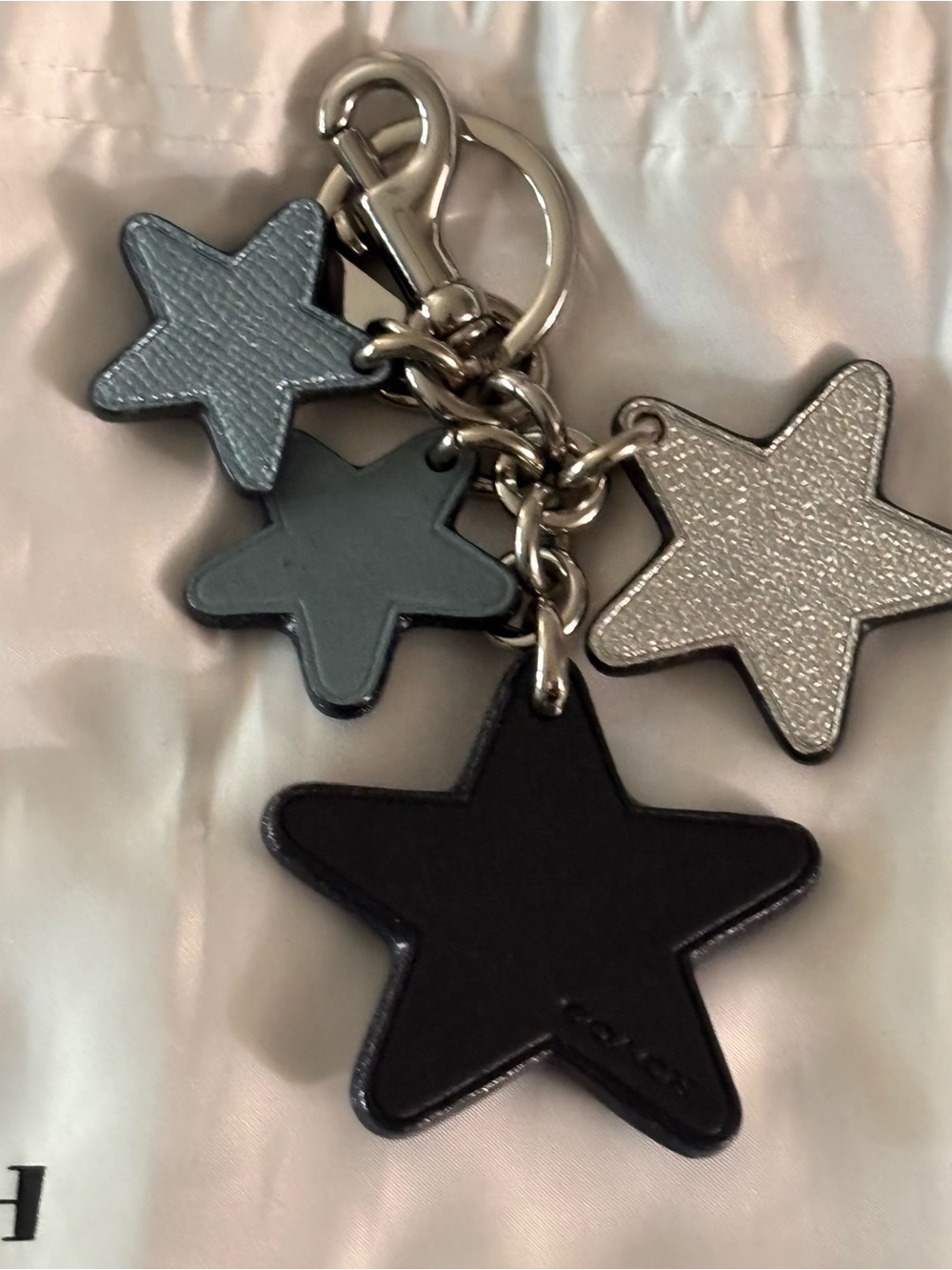 Coach Multi Star Bag Charm Keychain Metallic Blue Silver Black Studded - Picture 5 of 6
